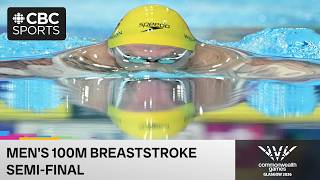 Men's 100m breaststroke semi-final featuring Oliver Dawson at Commonwealth Games in Glasgow