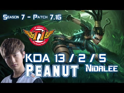 SKT T1 Peanut NIDALEE vs REK'SAI Jungle - Patch 7.16 KR Ranked