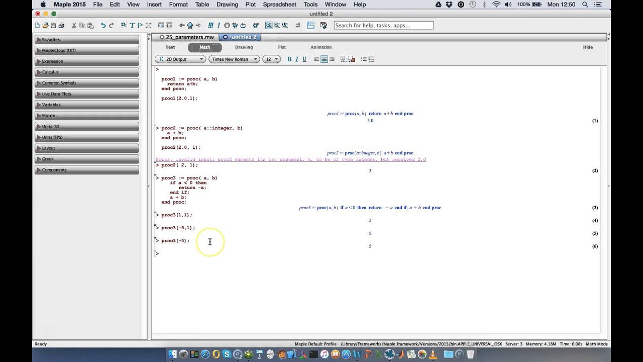 Maple Programming 25 parameters