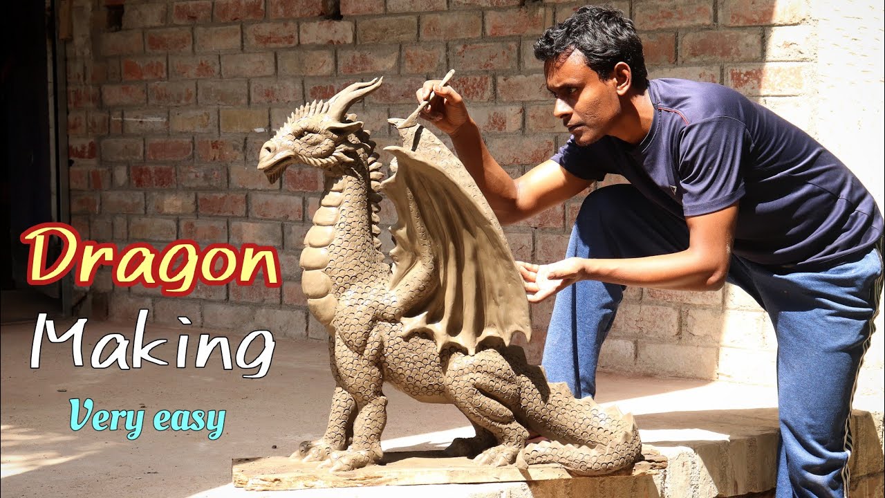 Big size Dragon making with clay | Dragon clay art sculpture