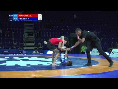 Round 1 Men's GP No-Gi - 39-42 kg: . DAVID ZALDAR (PHI) v. V. SHKODKIN (RUS)