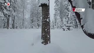 Düzce'nin Yüksek Kesimlerinde Kar Kalınlığı 1,5 Metreye Ulaştı