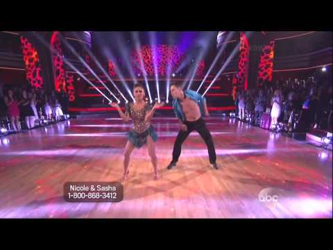 Sasha Farber and Nicole Polizzi dancing Samba on DWTS 10 28 13