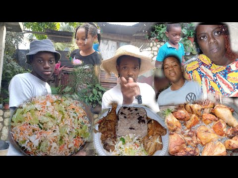 They eat it all 👉 FRICASSEE, FRY FISH & RICE AND PEAS.