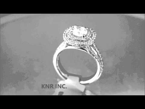 18K WHITE GOLD ROUND CUT DIAMOND ENGAGEMENT RING ART DECO SPLIT BAND 1.90CTW - KNR INC - 532