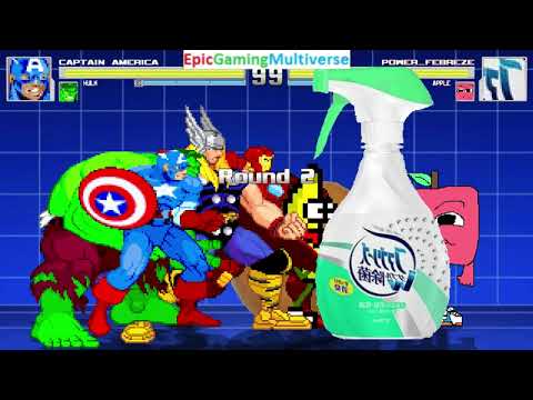 Avengers VS Power Febreze And Fruits (Apple And Annoying Orange) In A MUGEN Match / Battle