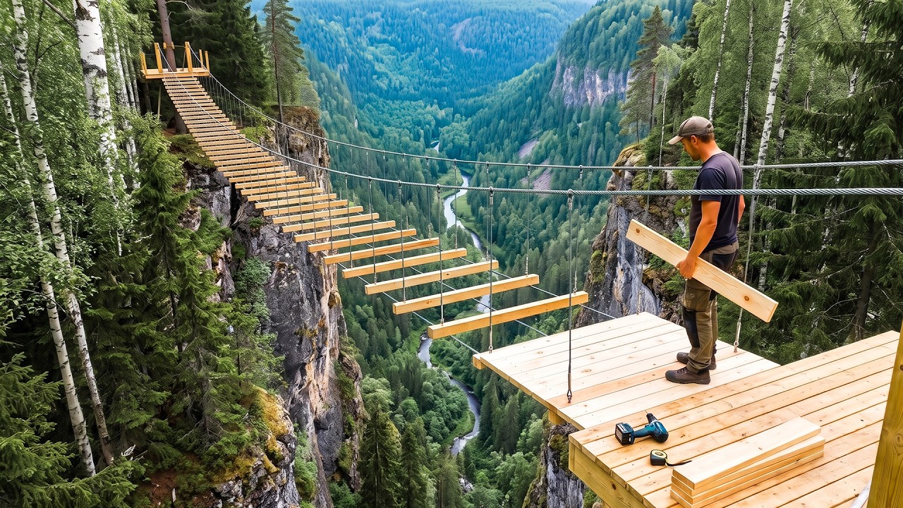 Teen Builds Giant Suspension Bridge Deep in the Forest | Complete Process @Judesylvain-88