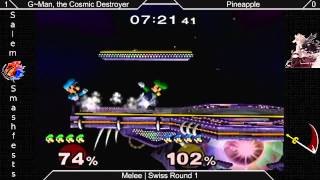 [Melee|05-03-15] Swiss R1: GMan the Cosmic Destroyer (Luigi, Marth) VS Pineapple (Fox, Luigi)
