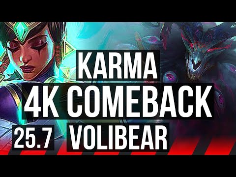 KARMA vs VOLIBEAR (TOP) | 62k DMG, 8/2/16, 4k comeback | EUW Diamond | 25.7