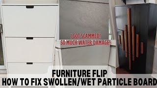 IKEA STALL SHOE CABINET HACK |  HOW TO FIX WATER DAMAGED OR SWOLLEN PARTICLE BOARD FURNITURE