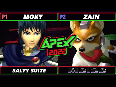 Apex 2022 SALTY SUITE - moky (Marth) Vs. Zain (Fox) - Reverse Mains - SSBM Melee Tournament