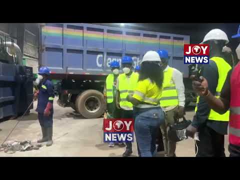 Parliament select committee on sanitation and water resources inspects recycling plants in Dambai.