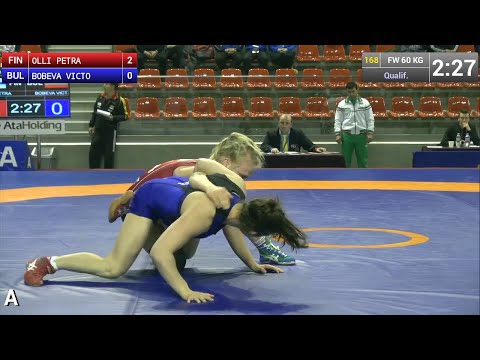 Qualification FW - 60 kg: Petra OLLI (FIN) df. Victoria BOBEVA (BUL), 8-0