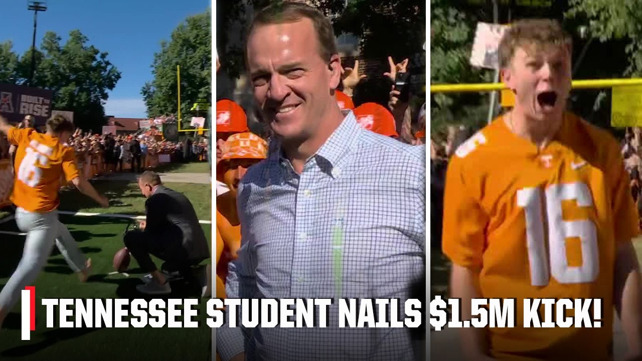 PEYTON MANNING WITH THE ASSIST TO HELP TENNESSEE STUDENT SECURE A $1.5M KICK 🏈💰 | College GameDay