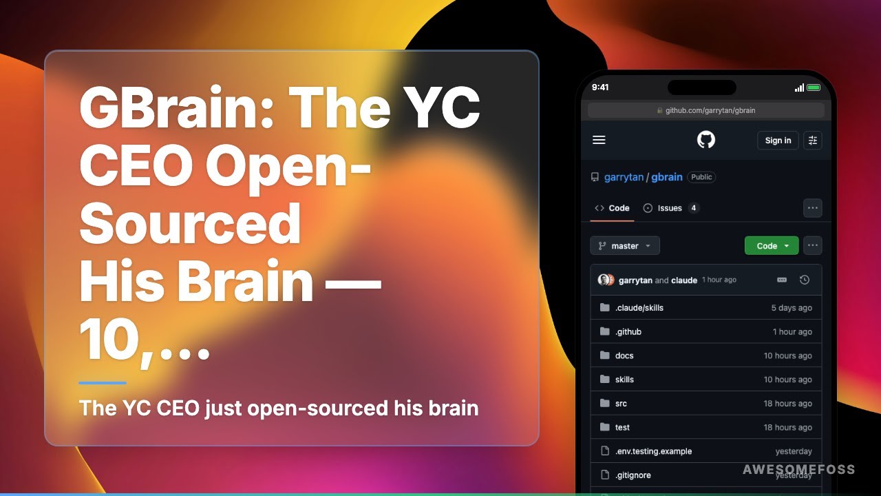GBrain: The YC CEO Open-Sourced His Brain — 10,000 Files, 3,000 Dossiers