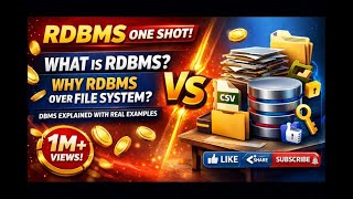 RDBMS One Shot | What is RDBMS? Why RDBMS Over File System | DBMS Explained with Real Examples