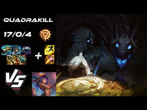 JUNGLE Kindred vs Lillia [QUADRAKILL] - NA Master Patch 14.10