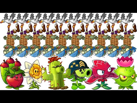 PvZ 2 All Plants No Plant Food VS 100 Seagull Zombie - Who Will Win?