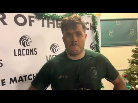 Lacons Brewery Player of the Match Hudson de Lucchi, 14th December 2024.