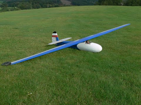 Rhönbussard von Krick, Fahrrad-Windenstart mit dem Retro Segelflugmodell