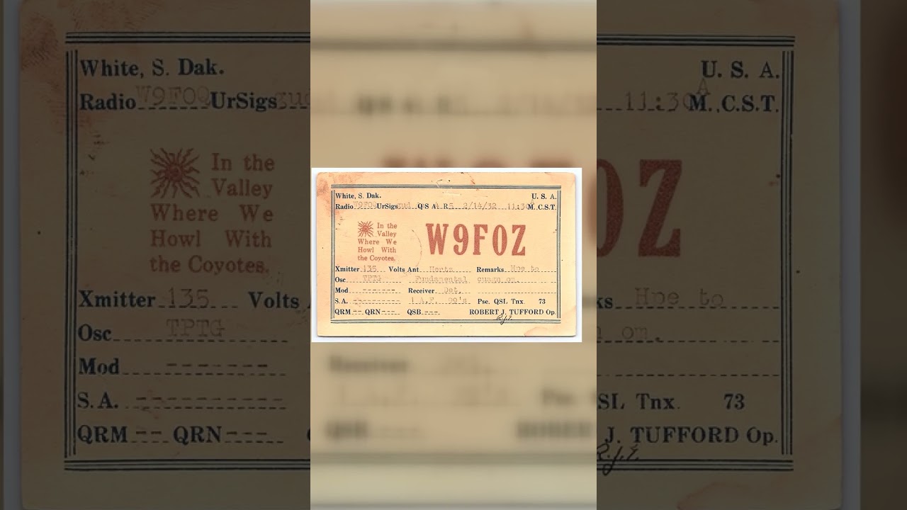 W9FOZ QSL Card, White SD, 1932, Amateur Radio Communication Video
