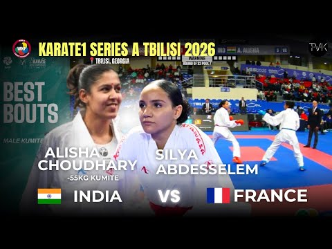 Karate1 Series A Tbilisi Alisha C (IND) vs Silya Abdesselem (FRA) -55kg Kumite 2026 #wkf #Karate #yt