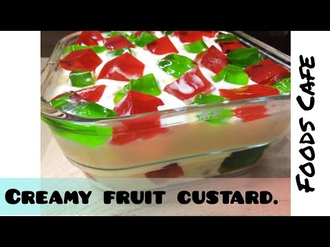 CREAMY FRUIT CUSTARD. | FOODS CAFE BY SHABANA #recipe #custardrecipe #jelly #creamy #cooking
