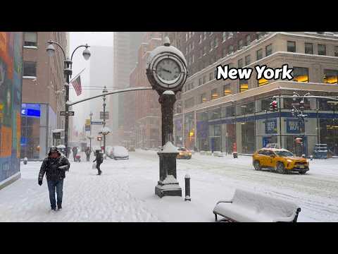 New York City Snowstorm 4k Walk Midtown Manhattan Walking Tour