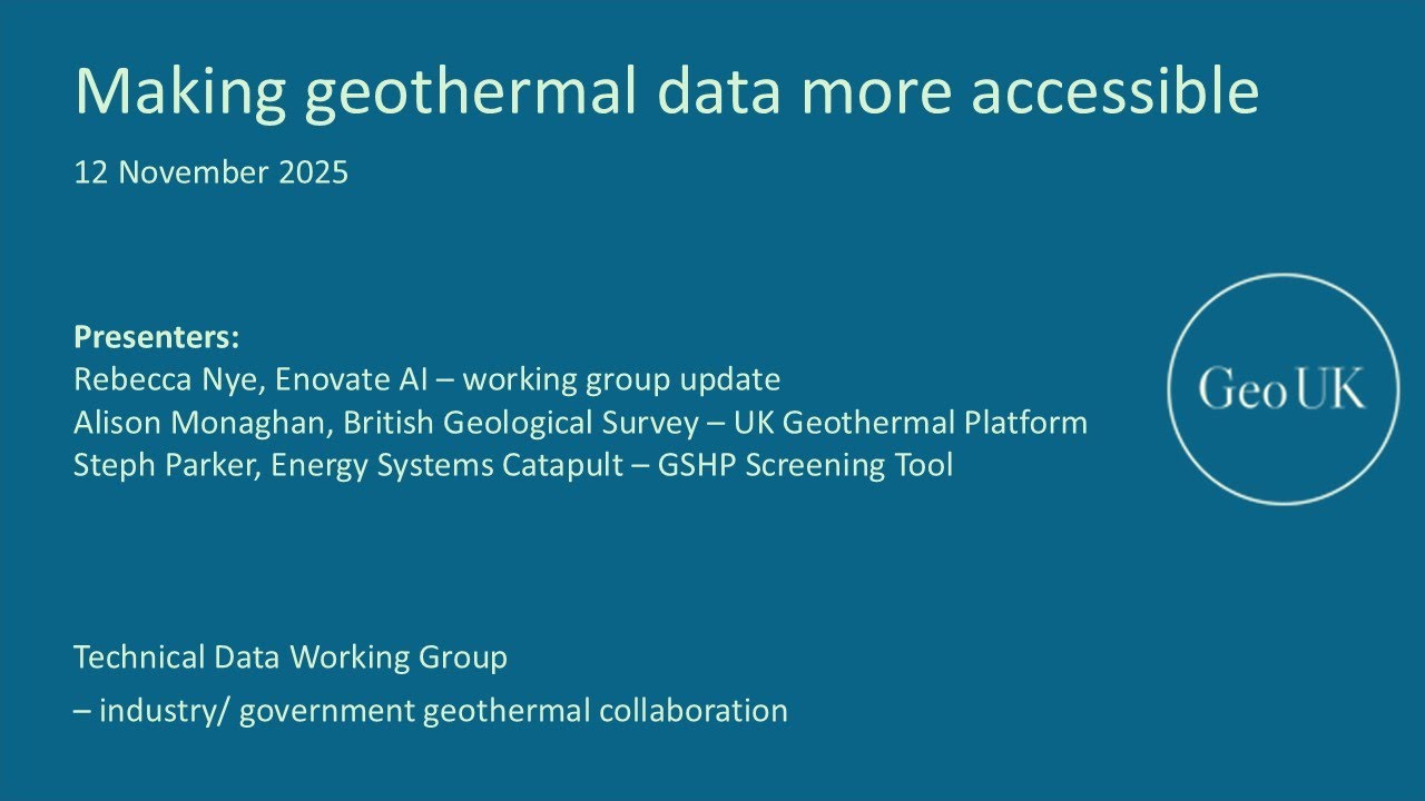 Geothermal UK webinar: Making geothermal information more accessible