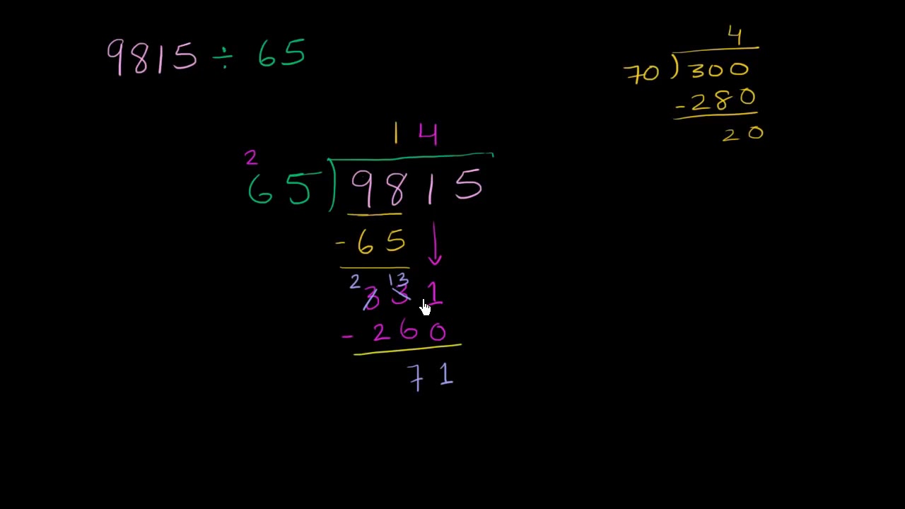 Dividir entre 2 dígitos: 9815÷65