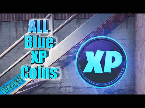 ALL 3 Blue XP COINS Locations - Week 5 - Chapter 2 Season 4 - Fortnite