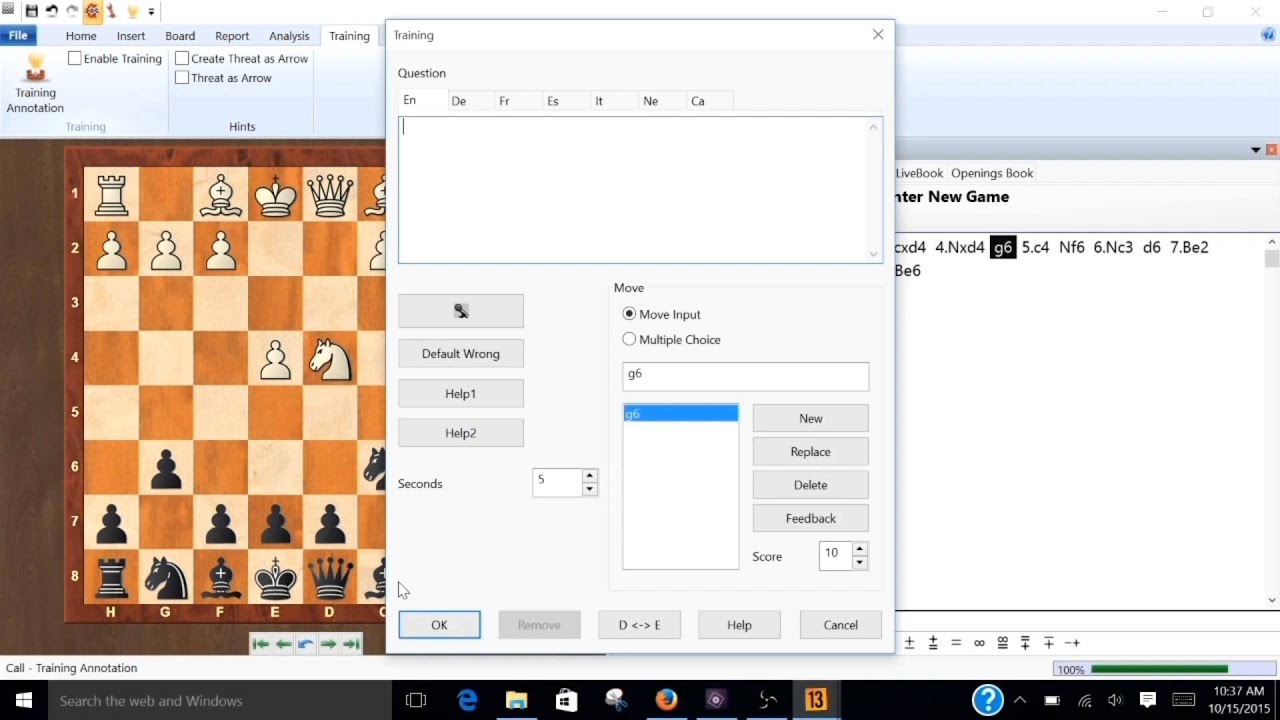 Tutorial - Chessbase Training Functionality