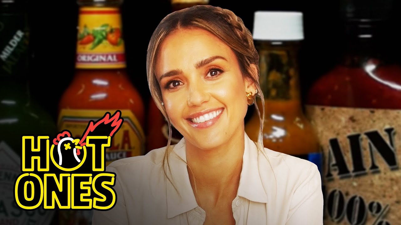 Jessica Alba Applies Lip Gloss While Eating Spicy Wings | Hot Ones