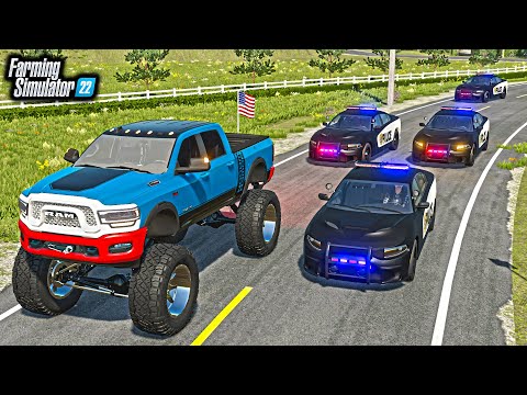 5 COPS CHASE $239,999 LIFTED TRUCK! (STOLEN) | FS22