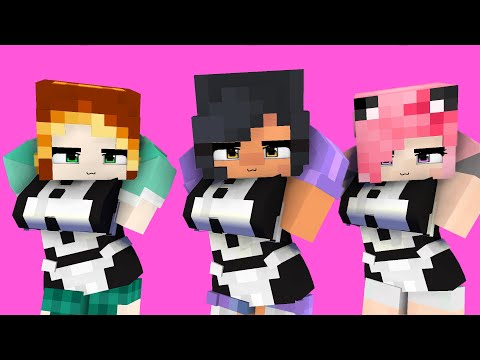 darling ohayo maid first meet aphmau friends, kim and kc - minecraft animation #shorts
