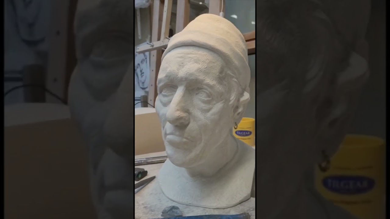 Sculpting a Stone Head Bust
