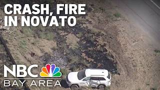 Crash, downed power lines, fire impact traffic in Novato