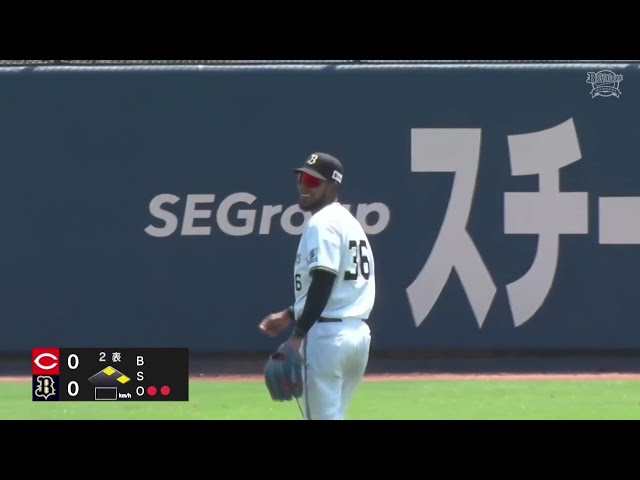【ファーム】バファローズ・オリバレス 前に飛びこんでキャッチする勇敢なプレーで投手を助ける!! 2025年7月31日 オリックス・バファローズ 対 広島東洋カープ
