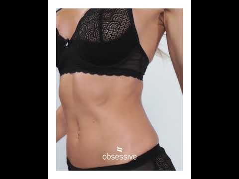 CHEMERIS SET bra, thong & garter Obsessive Черный женский комплект белья с поясом и кружевом - фото 1 - id-p3143014316