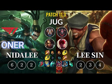 T1 Oner Nidalee vs Lee Sin Jungle - KR Patch 11.3