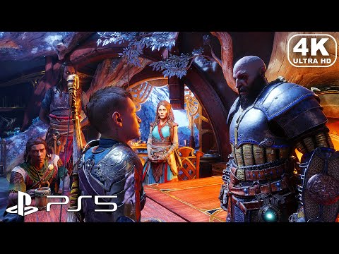 Kratos shows the Horn of Ragnarok from Heimdall and Atreus goes back to Odin - God of War Ragnarok