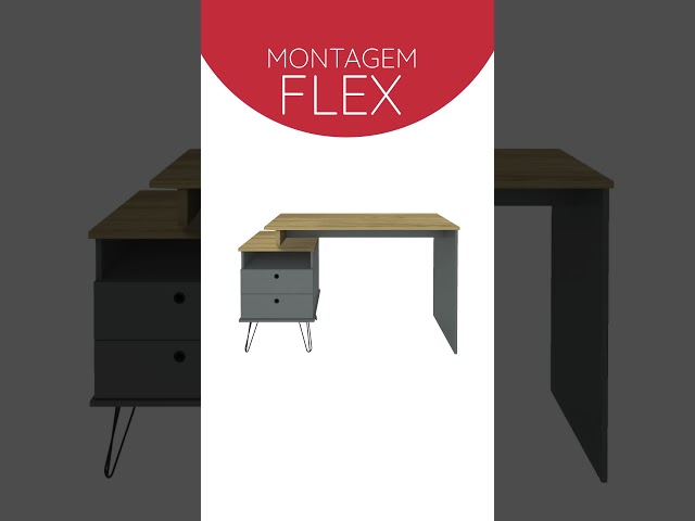 Mesa Escrivaninha Plus 2 Gavetas Olmo/Branco - Artany