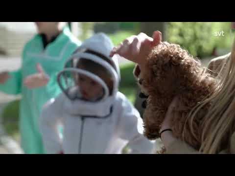 Princess Estelle & Prince Oscar during their visit to the Crown Princess family's beehives.