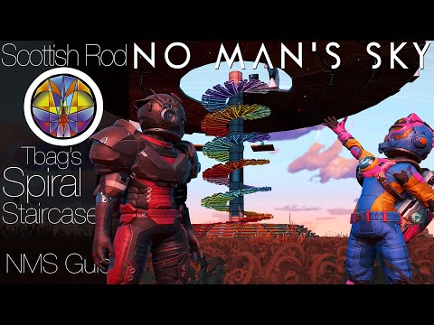 How to build a Spiral Staircase Old Version No Man's Sky Tutorial Base Building NMS Scottish Rod