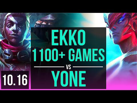 EKKO vs YONE (MID) | 1.9M mastery points, 1100+ games, KDA 10/3/9 | KR Diamond | v10.16