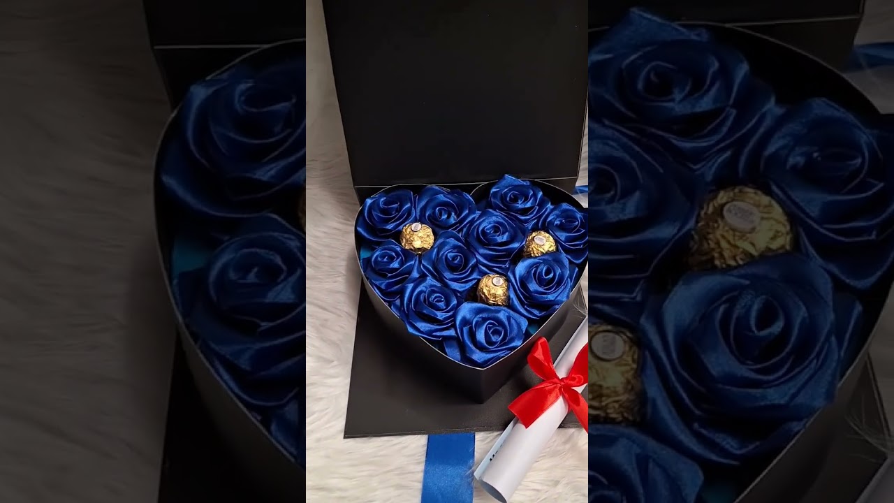 caja base de corazon, con rosas eternas