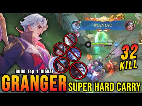32 Kills + MANIAC!! Super Hard Carry Granger MVP 16.0 Points!! - Build Top 1 Global Granger ~ MLBB