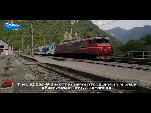 Train SŽ 363 012 (Brižitka)  and the new train for Slovenian Railways SŽ 610 004 FLIRT from Stadler