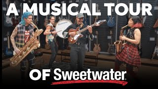Sax Duo @2saxy Tours Sweetwater’s Massive Store While Performing