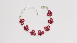 【DIY】Jewelry Making Idea⁑Butterfly Bracelet⁑ Beading Tutorialビーズ蝶々アクセサリー｜ビーズステッチ｜ビーズワークアイデア｜串珠手链